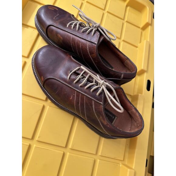 Johnston & Murphy Men's Shoes Brown Lace Up Round Toe Leather 10.5 Handcrafted - Picture 2 of 7